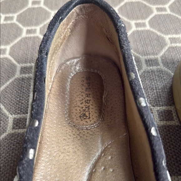 Sperry Dark Blue Boat Shoes with Light Gray Laces - Picture 6 of 13